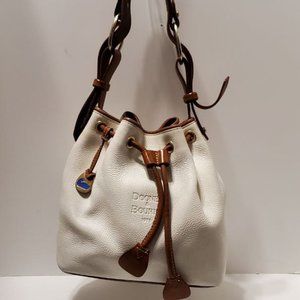 Dooney and Bourke Vintage White Leather Drawstring Bag